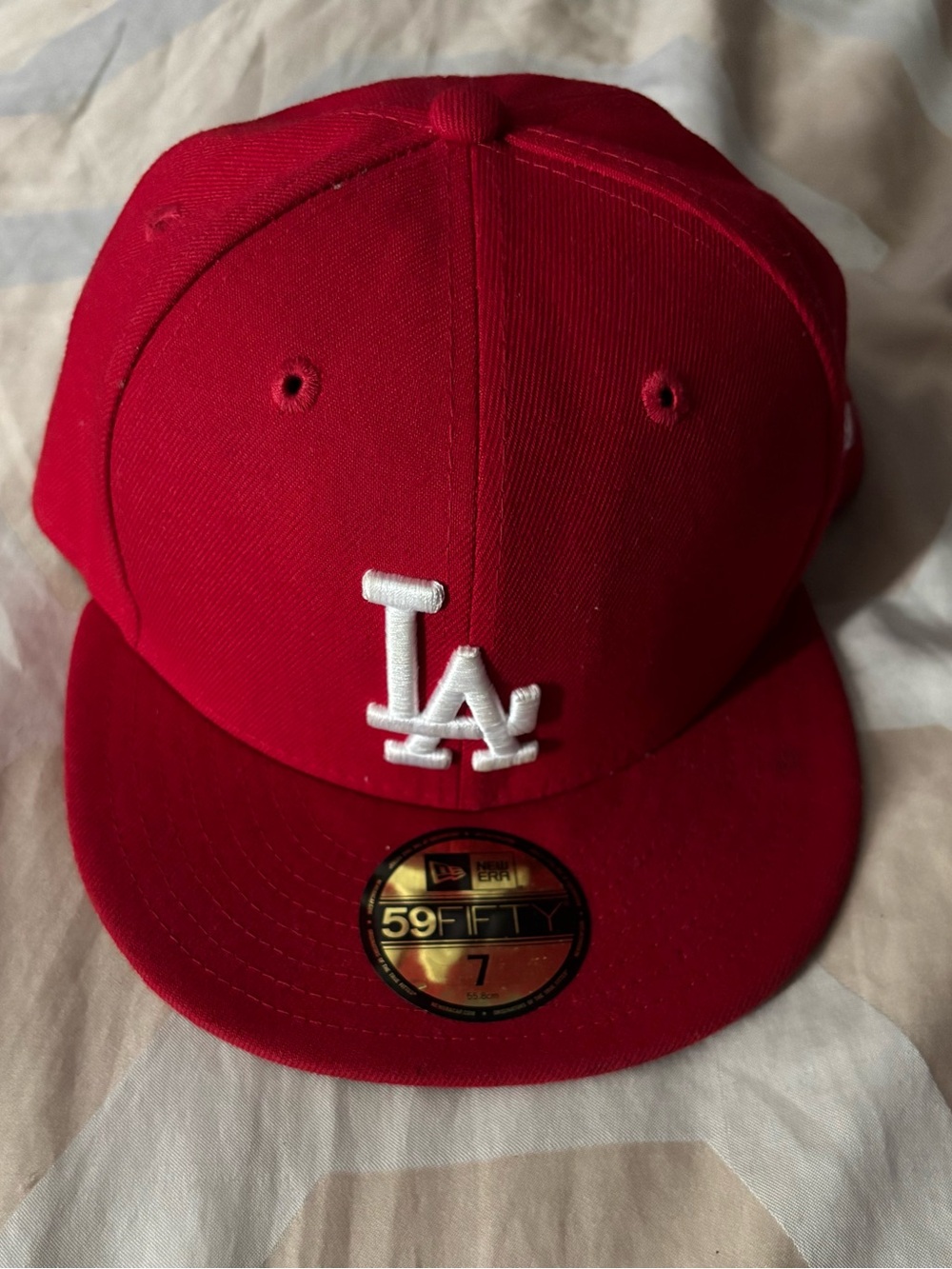 Lids Red LA Dodgers Fitted Cap with White Logo